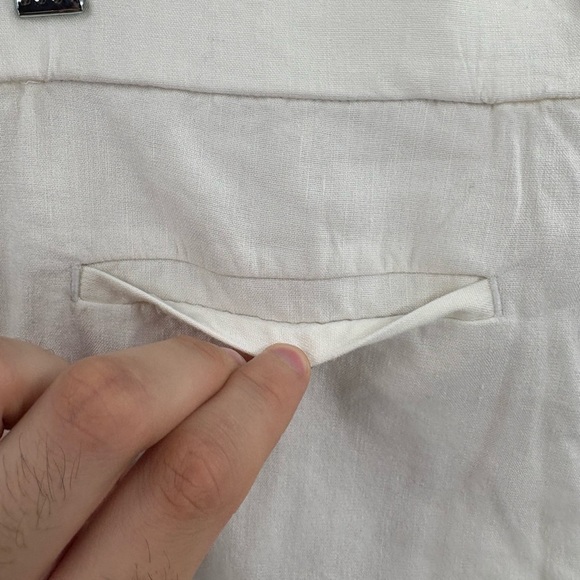 J.Jill Linen Stretch Boho White Straight Cuffed Bottom Leg Pants Large Petite LP - Picture 9 of 15